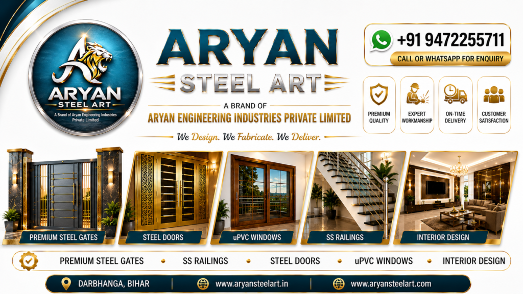 Aryan Steel Art - Premium Stainless Steel Gates, Steel Doors, Railings, Roofing & Interior Design Services in Bihar