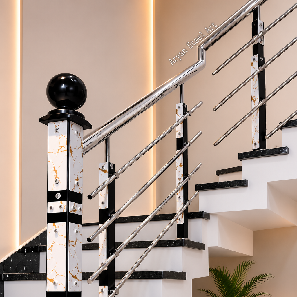 Modern Stainless Steel Railing Design for Home Balcony and Staircase by Aryan Steel Art