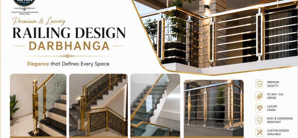 Modern stainless steel railing designs for balconies, staircases and terraces by Aryan Steel Art