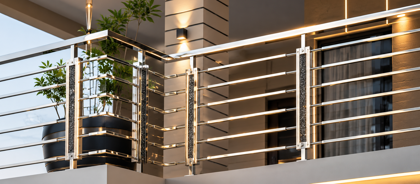 Modern stainless steel balcony railing design for home