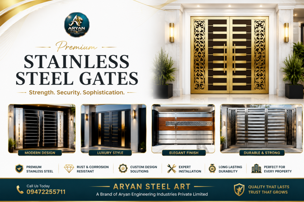 Modern Stainless Steel Door Design by Aryan Steel Art