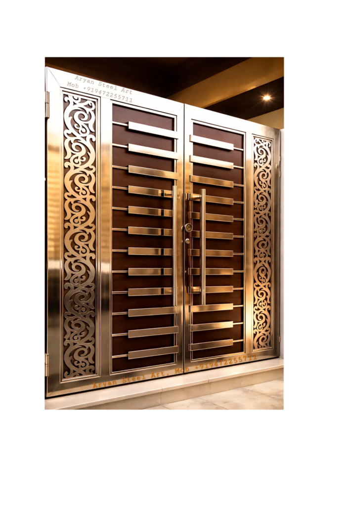 Sliding stainless steel gate design by aryan steel art