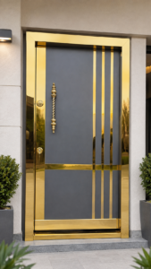 Premium PVD gold stainless steel main door design for modern home