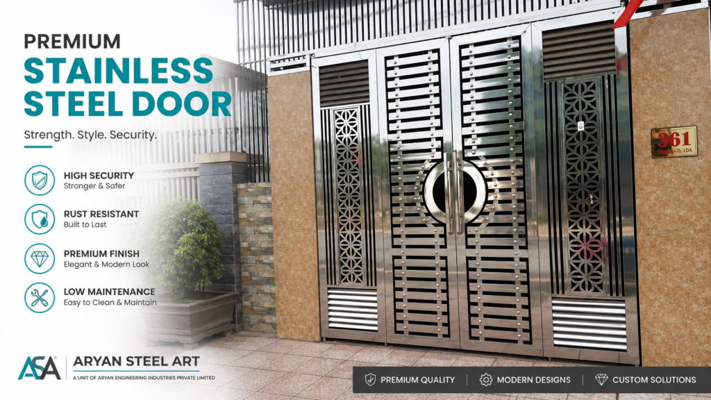 premium stainless steel door designs for modern home