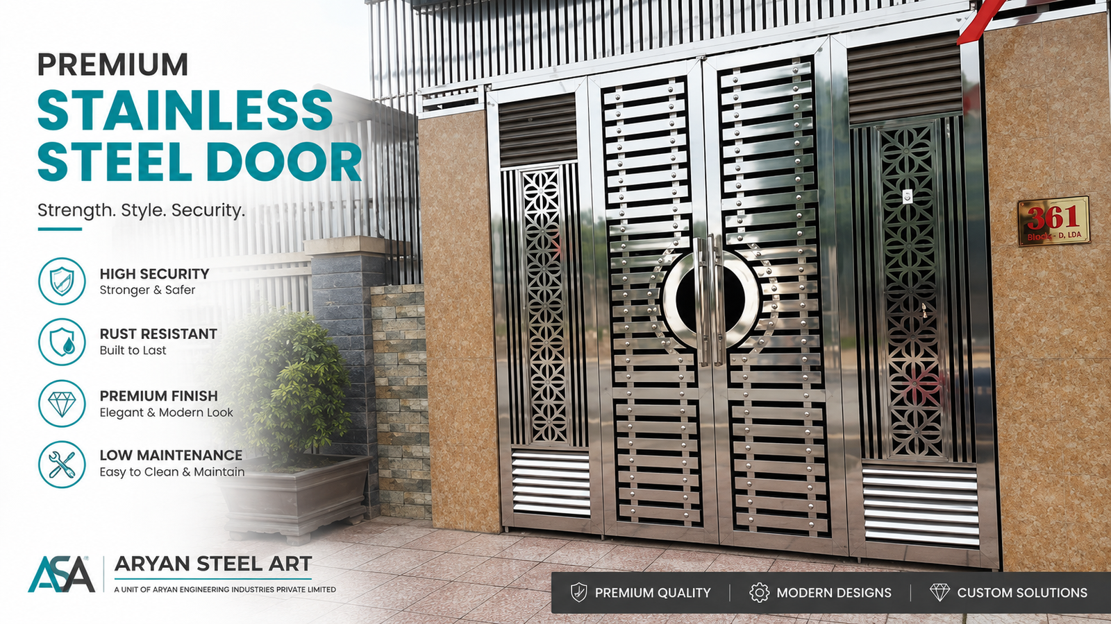 premium stainless steel door designs for modern home