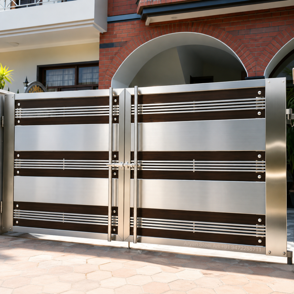 Modern Stainless Steel Gate Design for Luxury Home Entrance