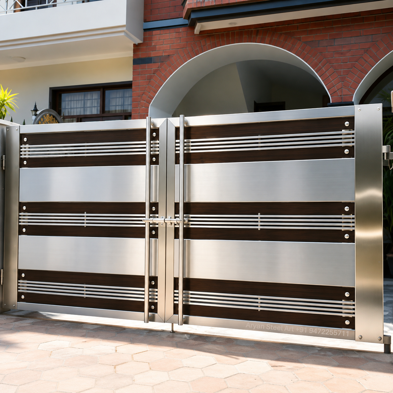 Modern Stainless Steel Gate Design for Luxury Home Entrance