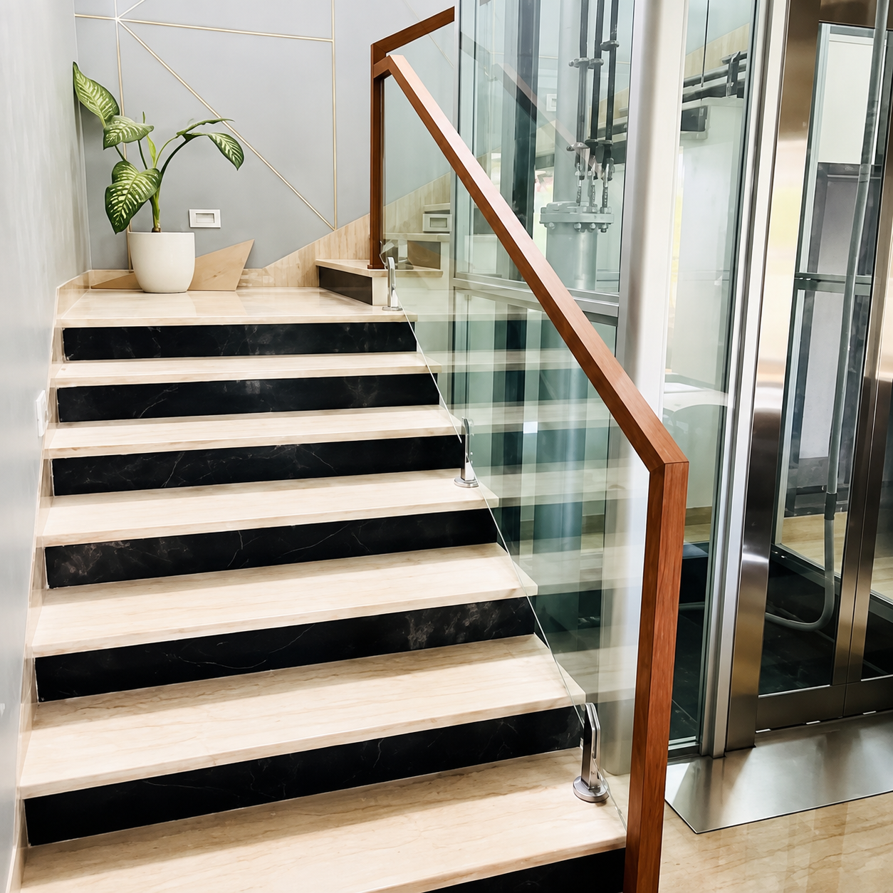 Wooden coated aluminium railing design