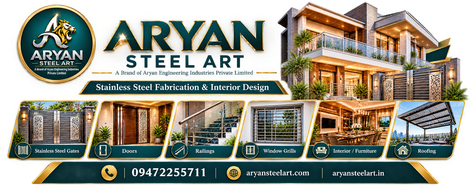Aryan Steel Art stainless steel fabrication and interior design services in Bihar