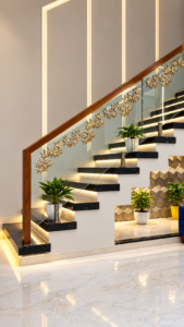 Modern aluminium glass railing design for stairs and balcony