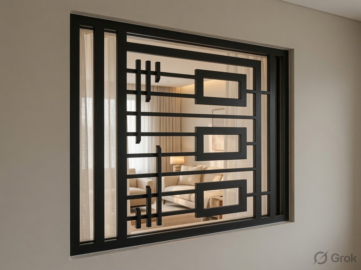 Modern iron grill design by Aryan Steel Art