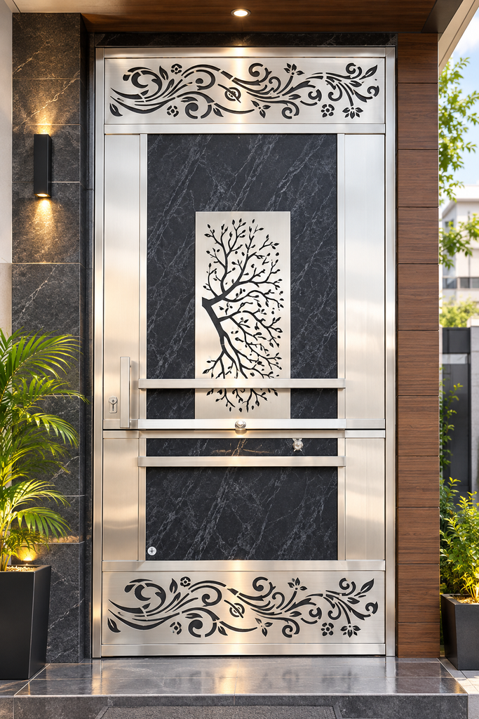Luxury steel single door designs for modern homes