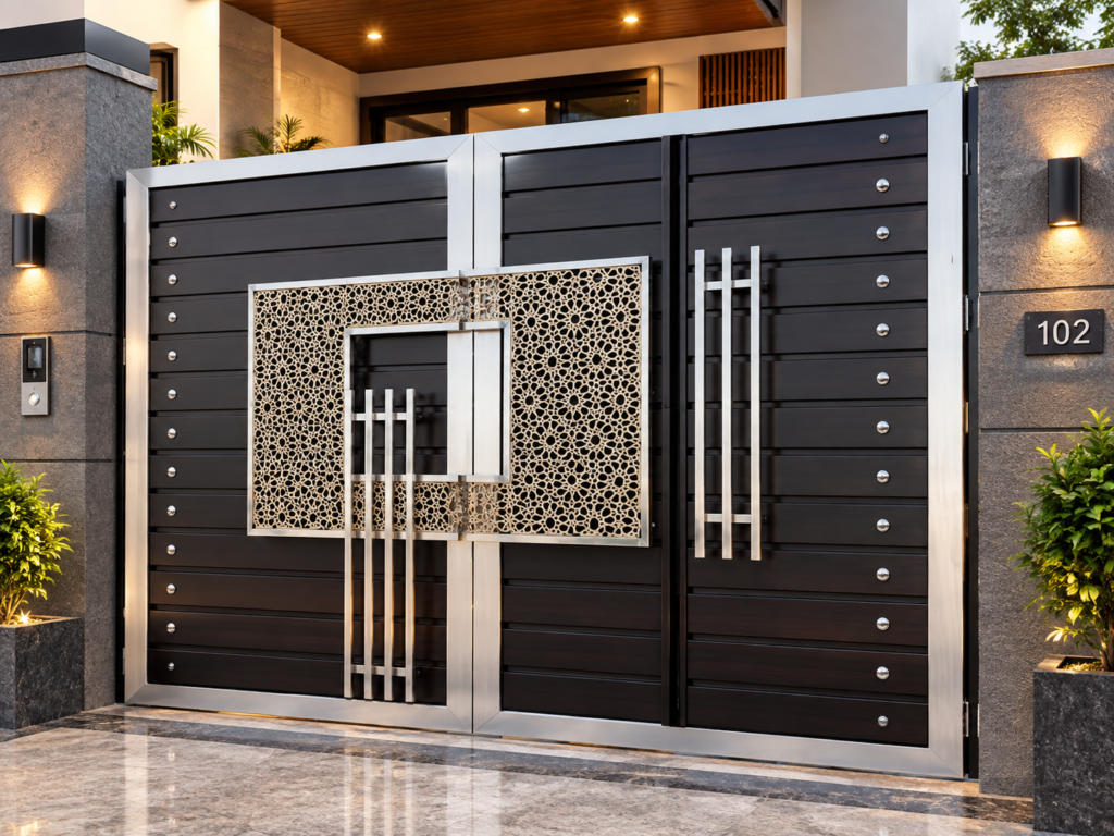 Modern mild steel gate design for home entrance