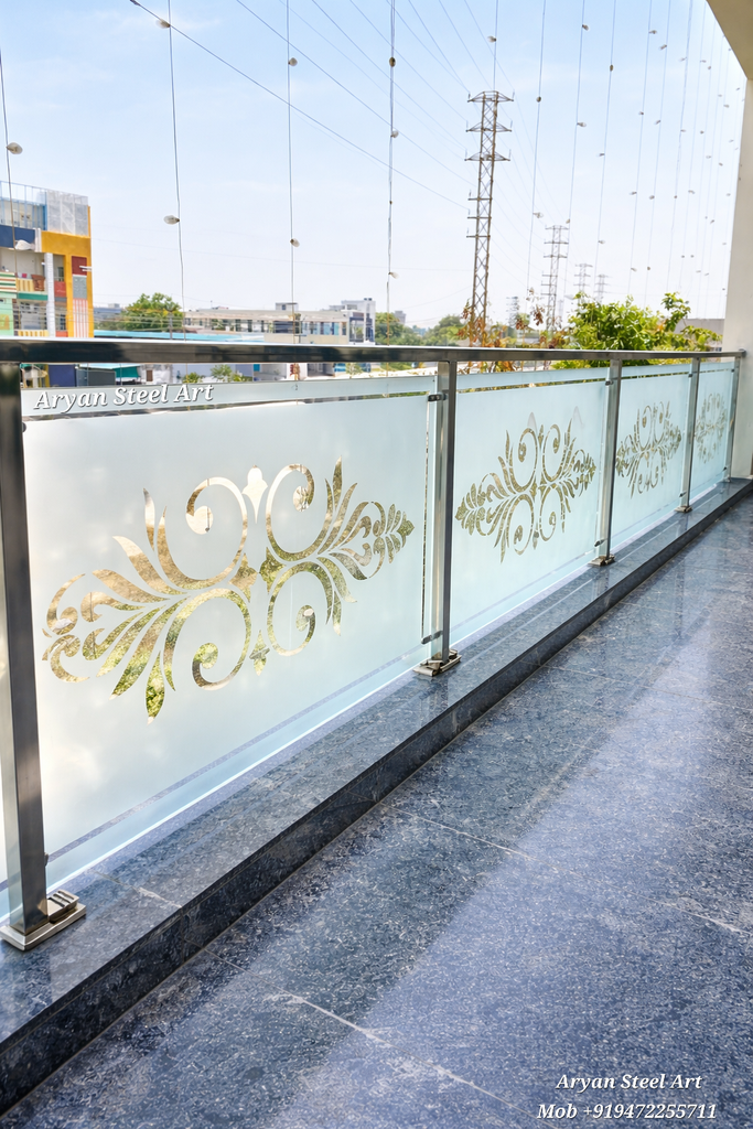 Modern Glass Railing for House Front Modern glass railing design for house front