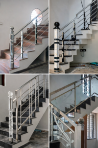 Premium SS 304 stainless steel handrail fitted on indoor residential staircase
