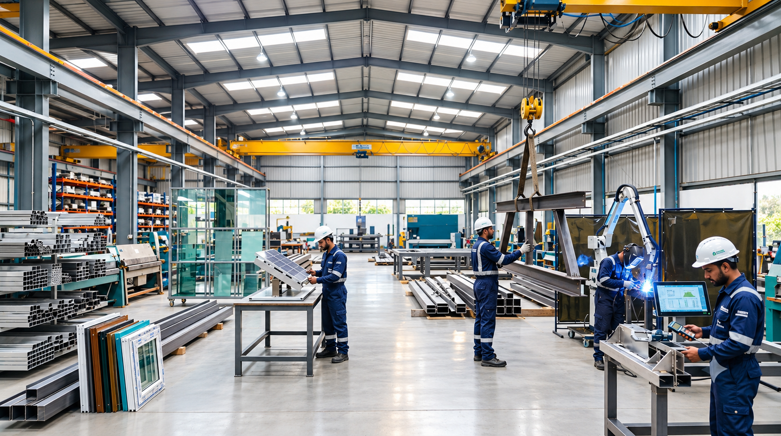 Aryan Engineering Industries manufacturing facility with steel fabrication workshop